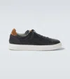 Brunello Cucinelli Grained Nubuck Low Top Sneaker In Black