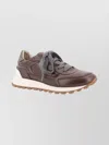 Brunello Cucinelli Leather Low-top Sneakers Contrast Sole In Brown