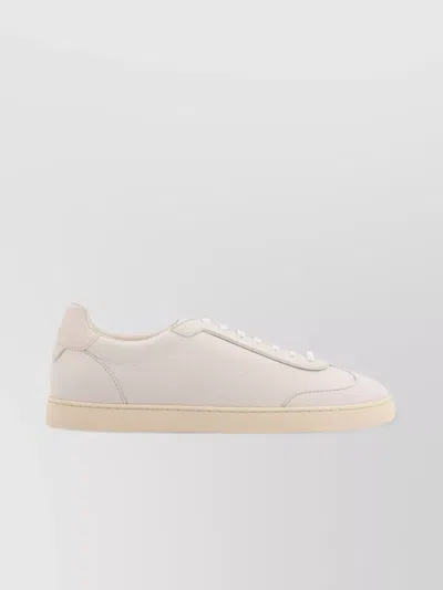 Brunello Cucinelli Leather Low-top Sneakers Rubber Sole In Neutral