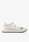 Brunello Cucinelli Bead-embellished Nylon And Suede Sneakers In White
