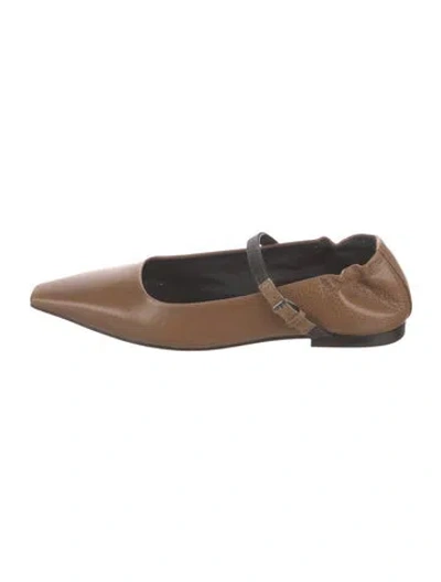 Pre-owned Brunello Cucinelli Leather Mary Jane Flats In Brown