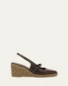 Brunello Cucinelli Leather Mary Jane Slingback Espadrilles In Cacao