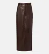 Brunello Cucinelli Leather Maxi Skirt In Brown