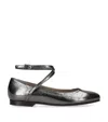 Brunello Cucinelli Leather Metallic Ballet Flats In Silver