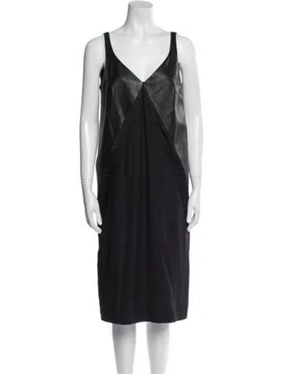 Pre-owned Brunello Cucinelli Leather Midi Length Dress In Black