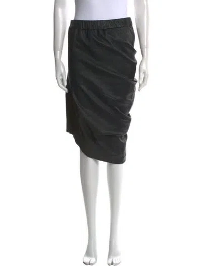 Pre-owned Brunello Cucinelli Leather Midi Length Skirt In Black