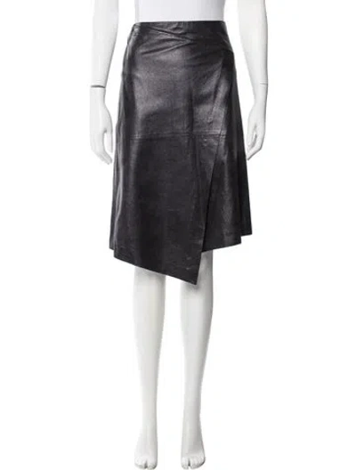 Pre-owned Brunello Cucinelli Leather Midi Length Skirt In Black
