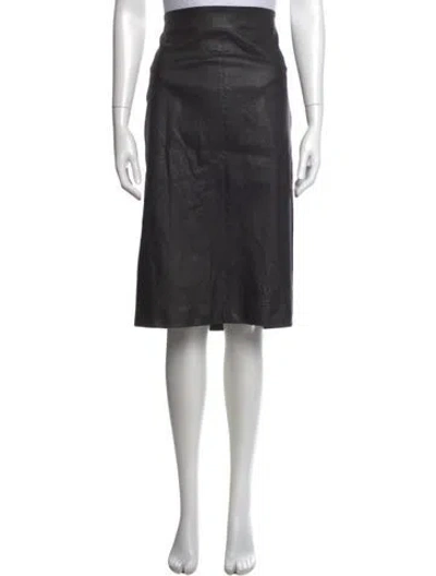 Pre-owned Brunello Cucinelli Leather Midi Length Skirt In Black