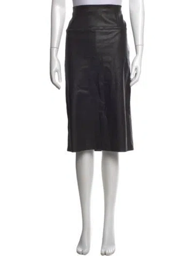 Pre-owned Brunello Cucinelli Leather Midi Length Skirt In Black