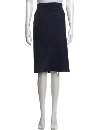 Pre-owned Brunello Cucinelli Leather Midi Length Skirt In Blue