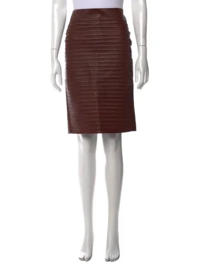 Pre-owned Brunello Cucinelli Leather Midi Length Skirt In Brown