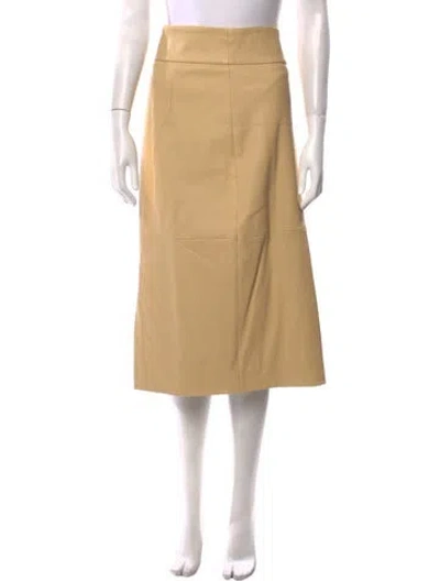 Pre-owned Brunello Cucinelli Leather Midi Length Skirt In Neutral