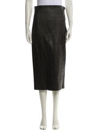 Pre-owned Brunello Cucinelli Leather Midi Length Skirt W/ Tags In Black