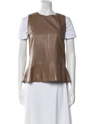 Pre-owned Brunello Cucinelli Leather Mini Dress In Brown