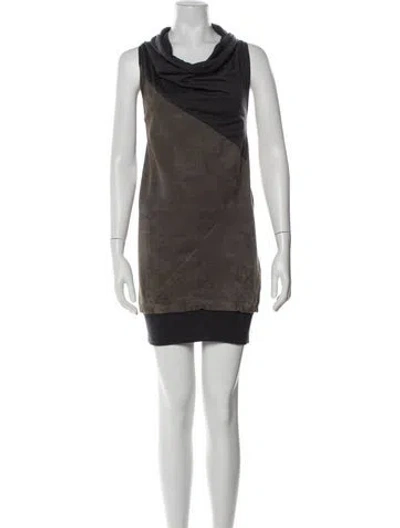 Pre-owned Brunello Cucinelli Leather Mini Dress In Gray