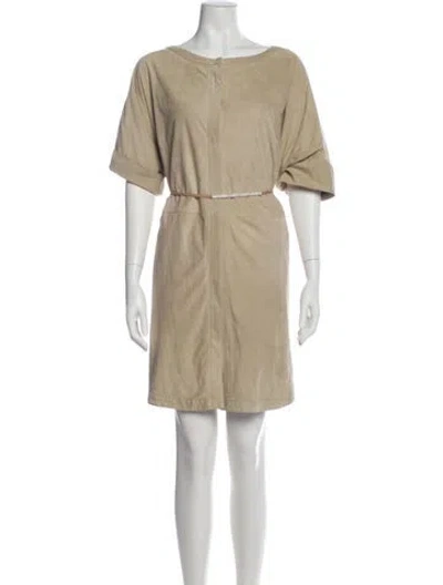 Pre-owned Brunello Cucinelli Leather Mini Dress In Gray