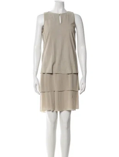 Pre-owned Brunello Cucinelli Leather Mini Dress In Neutral