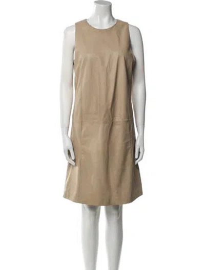 Pre-owned Brunello Cucinelli Leather Mini Dress In Neutral