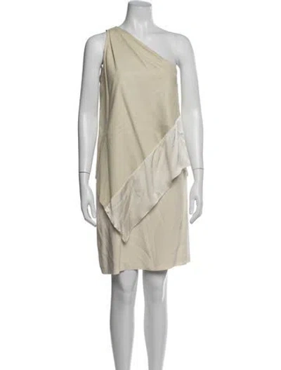 Pre-owned Brunello Cucinelli Leather Mini Dress In Neutrals