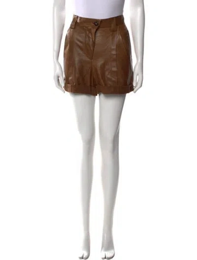 Pre-owned Brunello Cucinelli Leather Mini Shorts In Brown