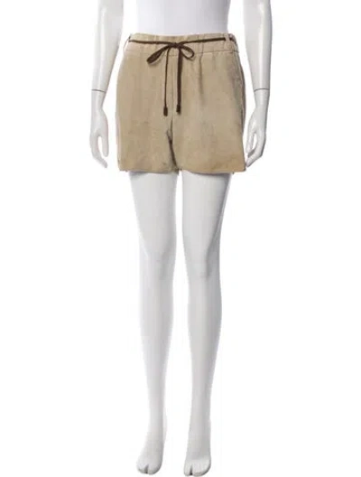 Pre-owned Brunello Cucinelli Leather Mini Shorts In Green