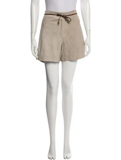 Pre-owned Brunello Cucinelli Leather Mini Shorts In Neutral