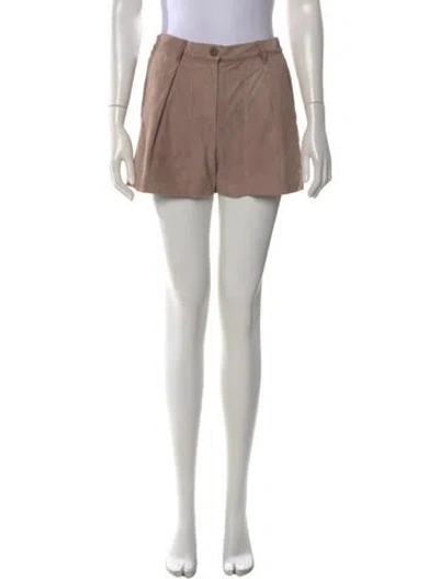 Pre-owned Brunello Cucinelli Leather Mini Shorts In Neutral