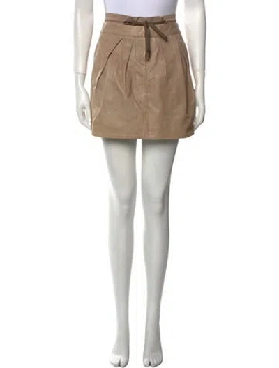 Pre-owned Brunello Cucinelli Leather Mini Skirt In Brown