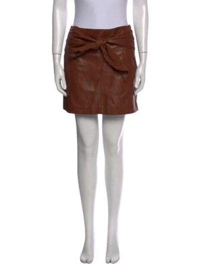 Pre-owned Brunello Cucinelli Leather Mini Skirt In Brown