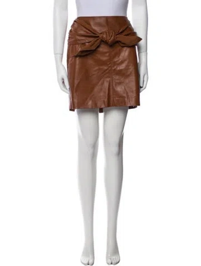 Pre-owned Brunello Cucinelli Leather Mini Skirt In Brown