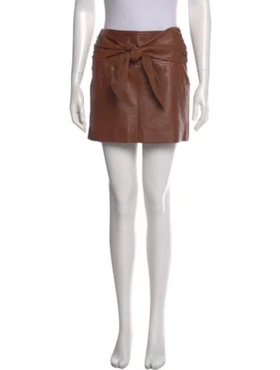 Pre-owned Brunello Cucinelli Leather Mini Skirt In Brown