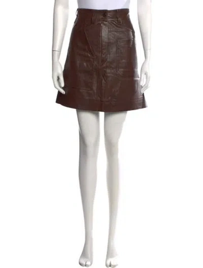 Pre-owned Brunello Cucinelli Leather Mini Skirt In Brown
