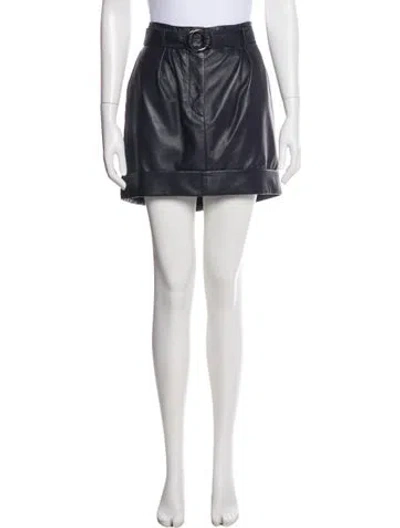 Pre-owned Brunello Cucinelli Leather Mini Skirt In Grey