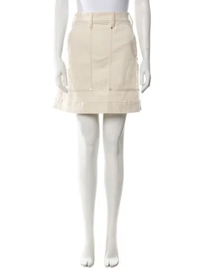 Pre-owned Brunello Cucinelli Leather Mini Skirt In Neutral