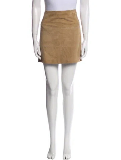 Pre-owned Brunello Cucinelli Leather Mini Skirt In Neutral