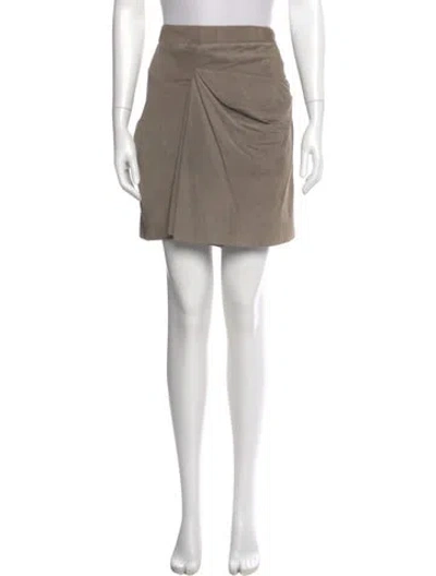 Pre-owned Brunello Cucinelli Leather Mini Skirt In Neutral