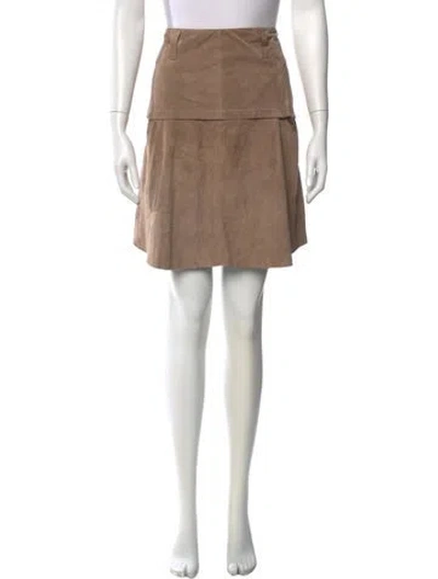 Pre-owned Brunello Cucinelli Leather Mini Skirt In Neutral