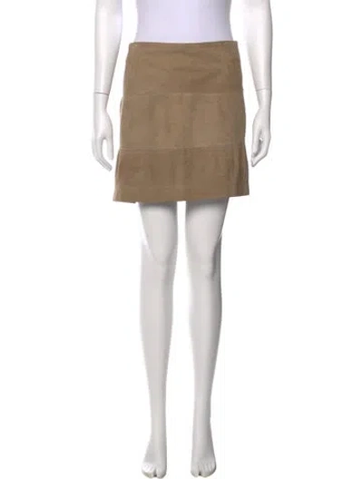 Pre-owned Brunello Cucinelli Leather Mini Skirt In Neutral
