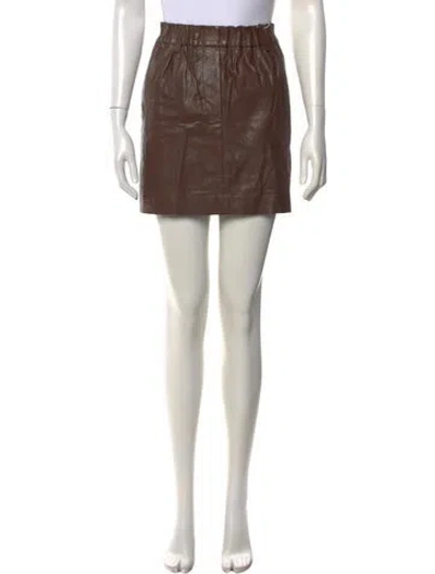 Pre-owned Brunello Cucinelli Leather Mini Skirt In Neutrals