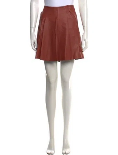 Pre-owned Brunello Cucinelli Leather Mini Skirt In Red