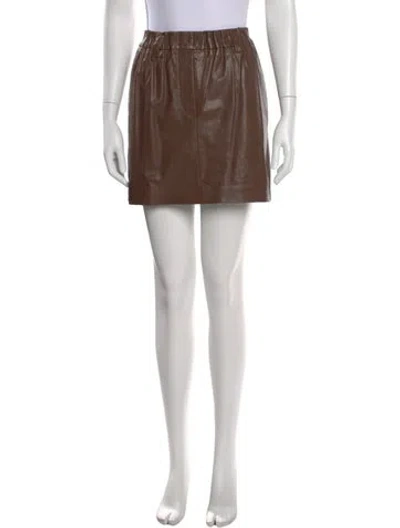 Pre-owned Brunello Cucinelli Leather Mini Skirt W/ Tags In Brown