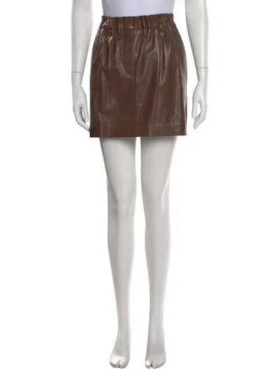 Pre-owned Brunello Cucinelli Leather Mini Skirt W/ Tags In Brown