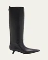 Brunello Cucinelli Leather Monili Comma-heel Ankle Boots In Black