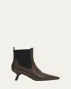 Brunello Cucinelli Leather Monili Comma-heel Ankle Boots In Dark Brown