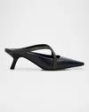 Brunello Cucinelli Leather Monili Crisscross Mule Pumps In C3207 Blue Navy