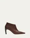 Brunello Cucinelli Leather Monili-heel Ankle Booties