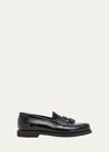 Brunello Cucinelli Minimal Shiny Tassel Calfskin Lo In C101 Black