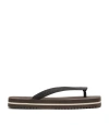 BRUNELLO CUCINELLI LEATHER MONILI-TRIM FLIP FLOPS