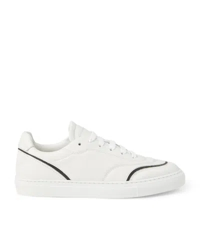 Brunello Cucinelli Leather Monili-trim Sneakers In White