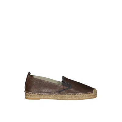 Brunello Cucinelli Leather Monili-embellished Espadrille Flat In Brown
